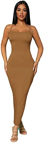 Verdusa feminina feminina cross backless spaghetti tira longa cami bodycon vestido