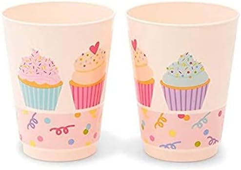 Xícaras de copo de plástico rosa, decorações de festa de cupcake