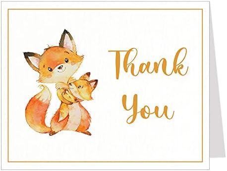 O chá de bebê da Lady Fox Lady Fox cartões de agradecimento dobrando notas de agradecimento, agradecem a raposa florestas