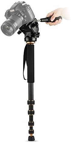Morjava® MJ-188C Monopod de fibra de carbono 5-seções 560mm-1640mm Carga de 8kg com pan de inclinação de pan inclinação Placa de liberação rápida para Canon Nikon Sony DSLR Câmeras de vídeo Tiro
