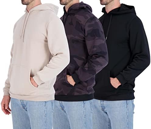 3 pacote: Hoodie de lã de lã macio de pelúcia - bolsos de canguru com capuz de manga comprida