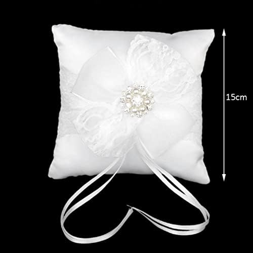 Lioobo travesseiros brancos travesseiros de rosa anel de travesseiro portador anel de casamento travesseiro almofada portador