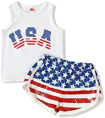Kislio 4 de julho Roupos de menino de menino American Bandle Tank tampa de tanques shorts Conjunto de verão