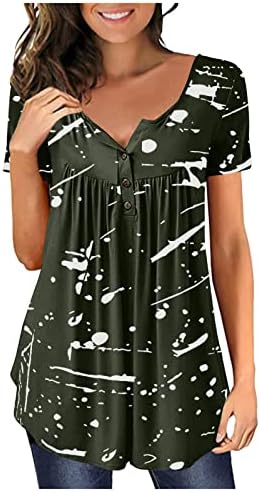 Camisas Namoradas Nokmopo para mulheres Moda Casual T-shirt T-shirt Coloque de botão de colar de colarinho curto