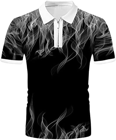 Wabtum Men's Polo Camisetas grandes e altas e de mangas curtas zíper tampos de lapela para homens camisa de impressão