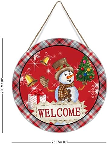 Christmas Front Door Wrinalh jingle sell boneco de neve de boas -vindas Placa de parede de madeira Boas festas no boneco