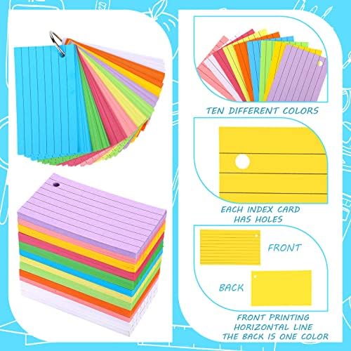 1500 PCS Índice Cartões Índice Notecard 2 x 3,5 polegadas 10 Poltas de notas Purchadas Cartas de flash revestidas com 8