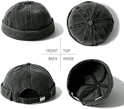 Chapéus sem abastecimento para homens Skullcap Women Mens Vintage Docker Beanie Bap Washed Cotton Rolled Harbor Hat Hat