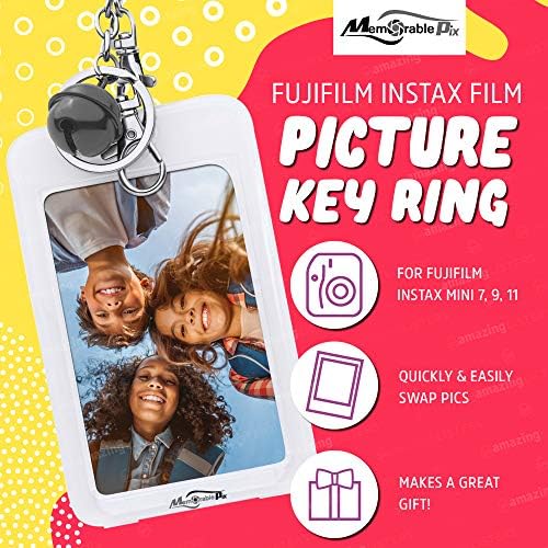 MemorablePix Instax Polaroid Mini Film Key Chain - Chave de imagem personalizada Anel para Fujifilm Mini 9 Film Photo