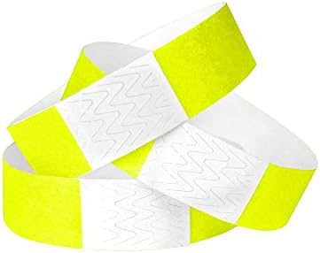 Pulseira de neon wristco nas pulseiras Tyvek para eventos - 500 contagem ¾ ”x 10” - Reciclável à prova d'água confortável e