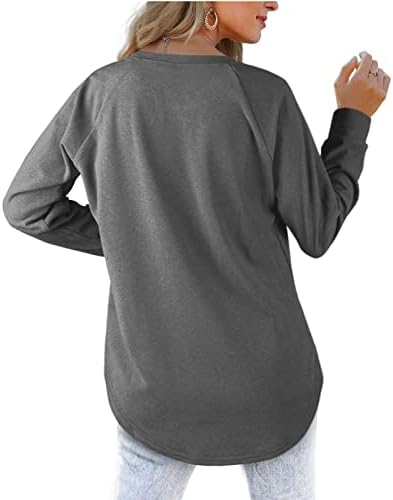 Pullover para mulheres blusas sólidas regulares pescoço redondo relaxado topo leve