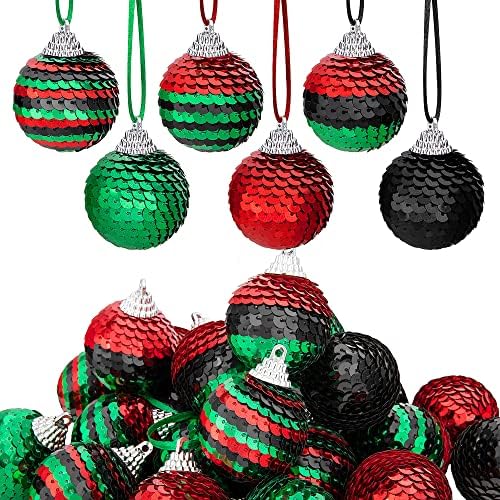 DOLOKY 24 PCS Memorial Day Decorações Vermelho Branco Azul Tree Ornamentos Bola Bola 4 de julho Ornamentos de 1,57 polegadas