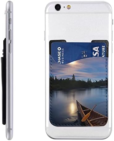 MoonLit River Phone Case Card Card, Caso de cartão de crédito Auto-adesivo de couro PU para o smartphone de 2,4x3,5