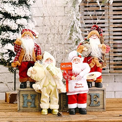 4 peças de estátua de Papai Noel em pé de Papai Noel Decoração Postura Standing Posture