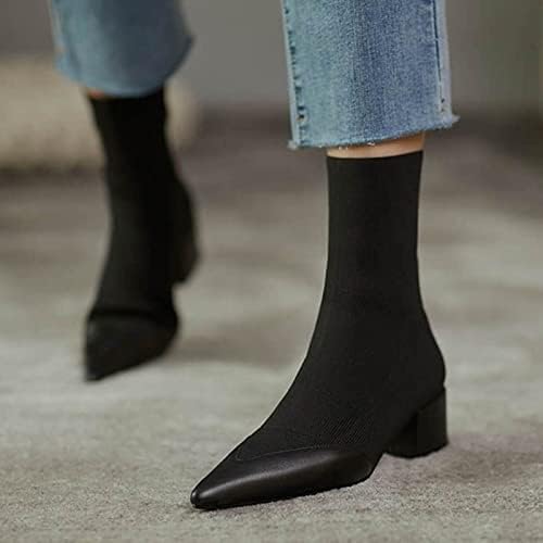 Botas de plataforma para mulheres sapatos femininos fovepipe de meias elásticas botas de salto grosso