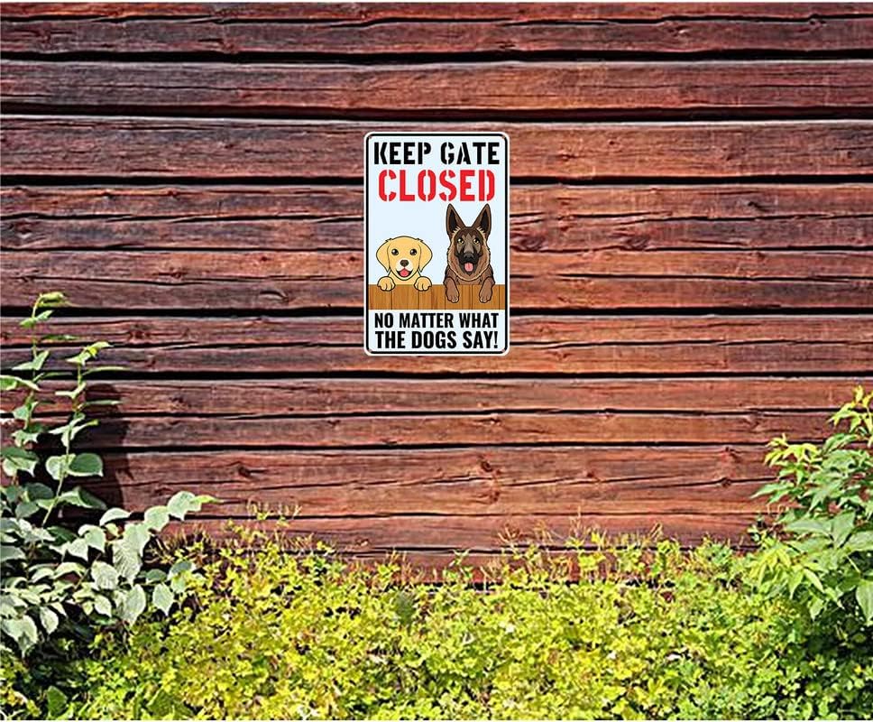Dog Keep Gate Fecht Sign Fecht Metal Tin Sign - Dog nas instalações Sign ao ar livre - Welcome Dog Door Sign 12x8 polegadas