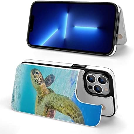 Tartaruga marinha havaiana Flip Flip Folio Telefone compatível com iPhone 13/iPhone 13Pro/iPhone 13 Mini/iPhone 13Pro Max Protection