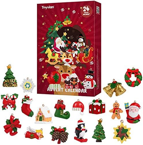Toyvian 24 PCs variados ornamentos de árvore de Natal Countdown Calendário de advento DIY Ornamentos em miniatura para decorações de férias de Natal