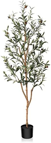 Kazeila Olive Tree Tree, 5 pés de altura Planta de seda de seda para decoração de escritório em casa Árvore falsa interna
