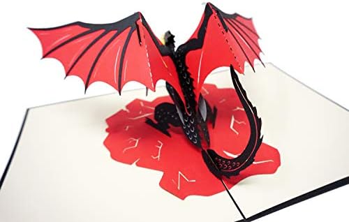 WowpaperArt Dragon Fire - 3D Pop up Greeting Card para todas as ocasiões - aniversário, amor, Natal - Cartão final para