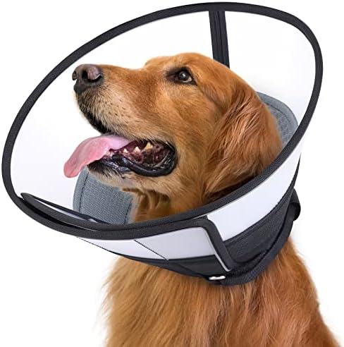 Cone para cães para cães após cirurgia, cone de recuperação de cães macios, cones de cães respiráveis ​​para cães pequenos grandes e médios, colar de recuperação de cães ajustável para animais de estimação, colarinho eletrônico de segurança de feridas