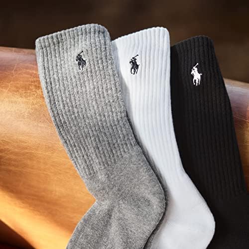 Polo Ralph Lauren Classic Sport Sport Marled Socks 6 par Pack - Mesh respirável e suporte de arco, cinza, 6-12.5