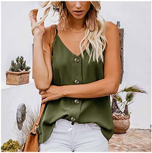 Tampas de tanques nxxyeel para mulheres Deep V Neck Suspender Shirts Button Up Blush Summer Summer Casual Loose New Camisole Top