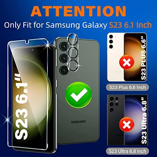 [3+3 pacote] Para o protetor de tela Samsung Galaxy S23, vidro temperado de 9h, compatível com impressão digital ultrassônica,