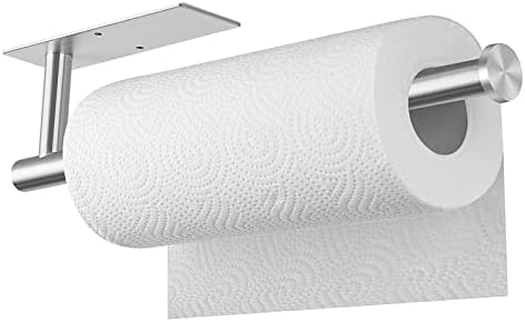 Suporte de toalha de papel Tadqwg, suporte de papel de papel de aço inoxidável sob o armário, suporte de plástico de montagem