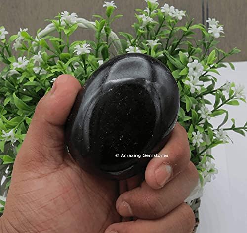Black Turmaline Large Palm Stone - Massagem Preocupação de Pedra para Balanceamento de Chakra do Corpo Natural, Cura de