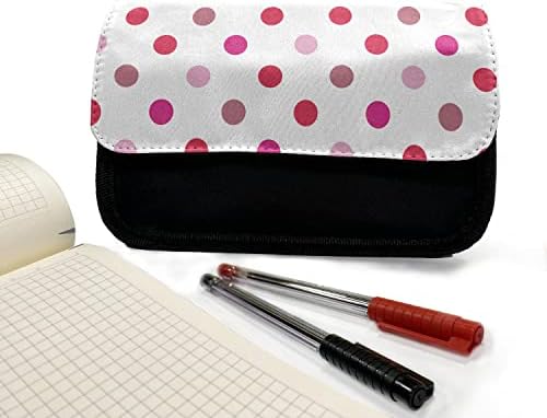 Caixa de lápis de bolinhas lunaráveis, variedade regular de pontos, bolsa de lápis de caneta com zíper duplo, 8,5 x 5,5, fúcsia