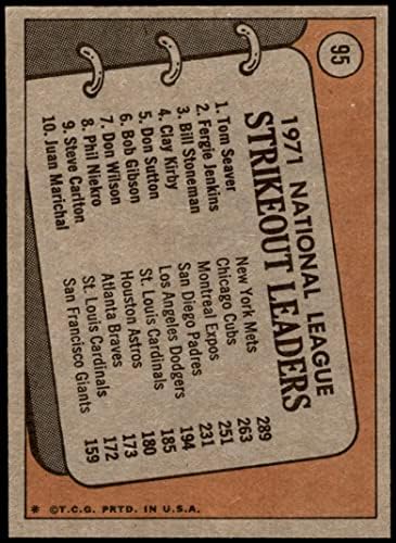 1972 Topps # 95 líderes de strikeout nl Fergie Jenkins/Tom Seaver/Bil Stoneman Mets/Cubs/Expos NM/MT Mets/Cubs/Expos