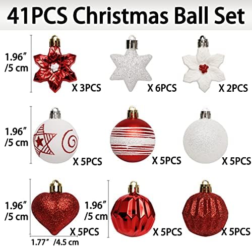 41pcs Bolas de Natal Ornamentos, 1,97 Decoração de árvore de Natal Decoração de árvore de Natal Survendo a decoração do