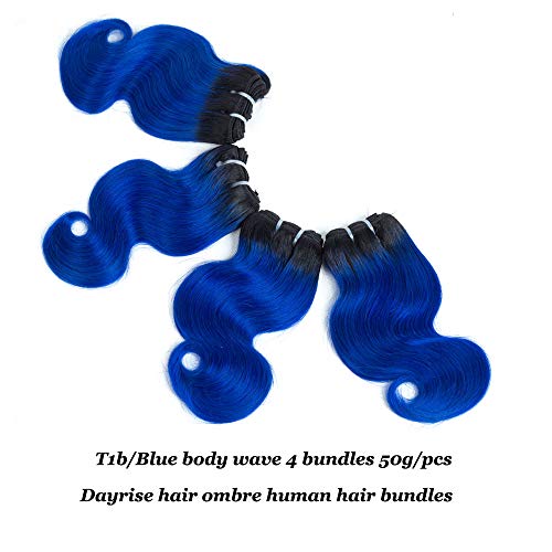 Ombre pacote corporal onda 4 pacotes brasilos panos de cabelo humano virgem ombre extensões de cabelo humano 2 tom t1b/cor azul (8 8 8 8） ombre ombre onda de onda corporal feixes
