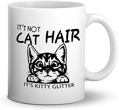 Dotain Não é cabelo de cachorro é gatinho de gato engraçado espreitando a caneca de café de gato-11 onças de caneca de cerâmica dupla face para café leite de chá, presente de aniversário para amantes de cães, gatos donos de gatos donos de gatos presentes