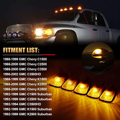 D-Lumina 5pcs Cab para o telhado de cabine Luzes de funcionamento com pacote de fiação compatível com 1988-2002 Chevy/GMC C1500 C2500