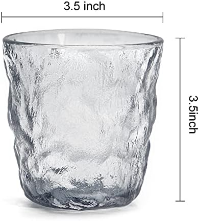 Toscow Copo de vidro de padrão glacial pesado, decoração de copos de decoração de 2 copos para cozinha, casa, restaurante,