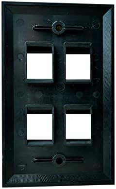 Bupldet 4 Porta Keystone Placa de parede preta com face lisa - Plato de parede de Jack de Keystone para Cat7/Cat6/Cat6a/Cat5e