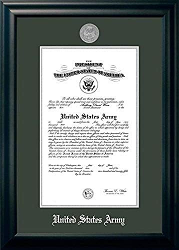 Imagens do campus Arcs0028x10 Certificado do exército quadro com medalhão de prata, 8 x 10, preto
