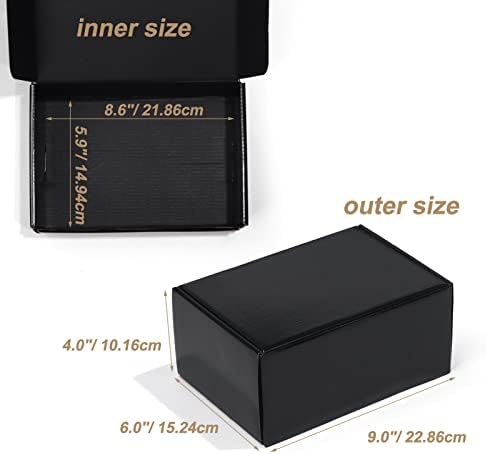 Zbeivan 9x6x4 pequenas caixas de remessa preta, 20 pacotes caixas de mala direta de papelão corrugado para embalagens de pequenas