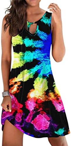 Trebin Vestres for Women Casual Summer Floral Tank Tank Dress sem mangas Holo