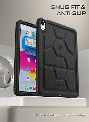 Poética Turtleskin projetada para nova caixa de 10 polegadas de 10 polegadas de 10 polegadas, capa de estojo de silicone à prova de choque pesado, compatível apenas com o novo iPad 10.9 10ª geração, preto