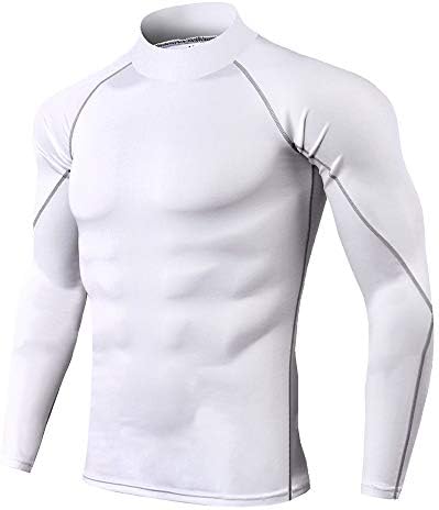 Seftetl Men's Gym Sports Sports de manga comprida camisa de compressão de gola alta