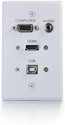 C2G 39706 HDMI, VGA, 3,5 mm de áudio e USB passam por uma única placa de parede de gangue, branca