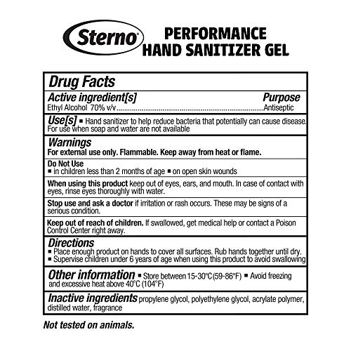 STERNO -20751 70% Sinitalizador de mão em gel de álcool 33,8 FL OZ com bomba, feita nos EUA - Fragrância de raspas de