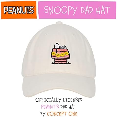 Conceito um Amendoim Snoopy Dad Hat, Baice de beisebol ajustável para adultos com borda curva