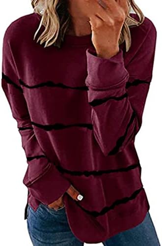 Sorto de moletons femininos com estampa listrada de manga longa outono tops de inverno de inverno pescoço solto casual