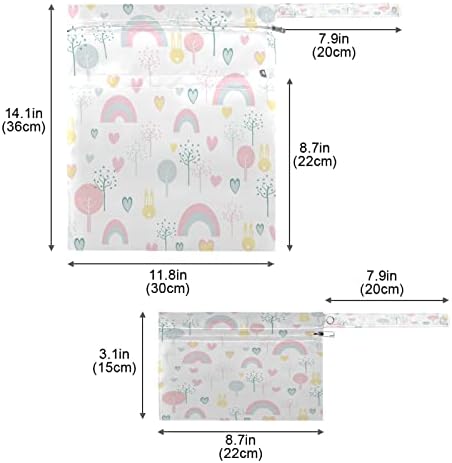 Xiua desenho animado Rainbow Saco molhado à prova d'água para fraldas de pano lavable saco de seco molhado reutilizável com 2 bolsos