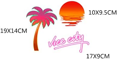 Adesivo de carros sharamado vice city, adesivo retrô de 3pcs, luz persistente do sol poente, adesivo de janela à prova d'água, adesivo refletivo de motocicleta para jogo clássico GTA Grand Theft Auto Vice City