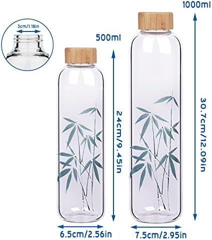 Garrafa de água de vidro de vidro borossilicato Cleesmil 16 oz / 32 oz BPA garrafa de vidro reutilizável livre com manga de